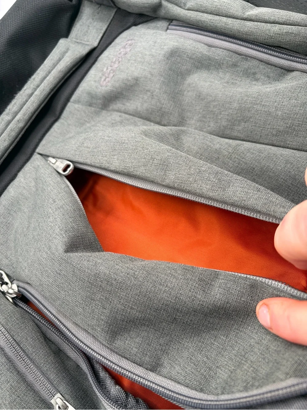 EBags Mother Lode Gray Expandable Convertible Backpack Multi Pocket Orange Lin